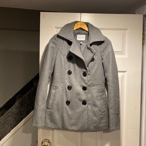 Adorable gray pea coat.